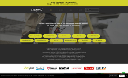 Hexpro: Site desenvolvido para uma empresa de que vende produtos de segurança pessoal.