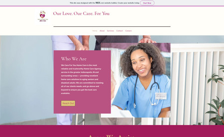 We Care For You : We created a one page website to highlight the services our client provides to attract new clients and employees complete with a job application. 