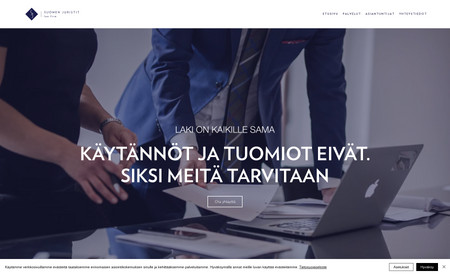 Suomen Juristit: Designed the new brand and built the Editor X website for this Finnish law firm. Norders provided digital marketing strategy, graphic design, customer journeys, website design, SEO, copywriting, web development, and web management.