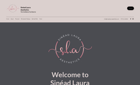 Sinad Laura Aesthetics: Health and Beauty Services website with booking functions