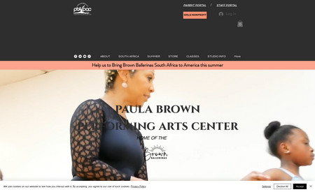 Paula Brown Performing Arts Center: Classic Website with custom elements and embeds