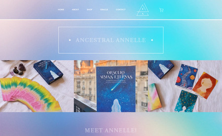 Ancestral Annelle: My client wanted a simple website that could also be modern and reflect what she does. She offers one product and does personal reading. 
She wanted to be able to have a website to talk more about her products and add YouTube video reviews about her product.

Keywords 
Mysterious, divine and spiritual.