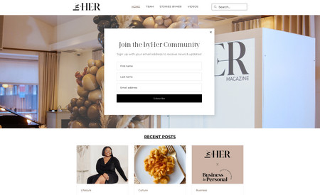 byHER Magazine: Website designing for a BIPOC magazine for female entrepreneurs. This websites has CMS and dynamic pages. This websites includes blog posts that have been creatively designed in the Wix Classic platform. The byHER Website is responsive for desktop and mobile.