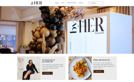 byHER Magazine: Website designing for a BIPOC magazine for female entrepreneurs. This websites has CMS and dynamic pages. This websites includes blog posts that have been creatively designed in the Wix Classic platform. The byHER Website is responsive for desktop and mobile.