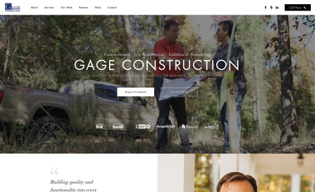 Gage Construction: A home remodeling and renovation site consisting of web design and development, social media marketing, email marketing and management, and consulting.