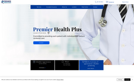 Premier Health Plus: Health Care clinic that needed a website to support their new business opening in Florida. 