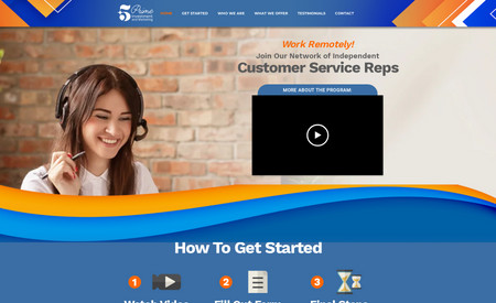 5 Star Prime: Created a custom one page website design for a company that runs an independent customer service representative, work from home company.