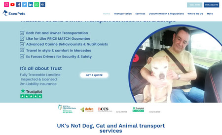 Exec Pets Travel: Service website for pet and owner travel throughout UK and Europe