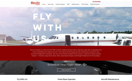 Macair Airport Website: We did commercials, photography and website for McAir. It has a whole backend for pilots to sign in and rent planes or tell the tower that they will be landing at certain times.