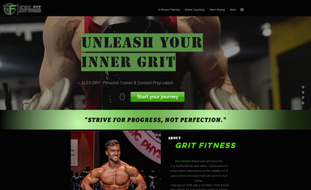 Grit Fitness: Muscle and fitness coach. Custom redesign. Mobile and desktop design. Custom buttons and finical set up. SEO basic added. 
 ($500) 