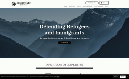 Sojourner Law, PLLC (Multi-Page Site): Sojourner Law, PLLC is an immigration and refugee law firm that defends its clients with honor, integrity, and excellence. I helped Sojourner Law create a new visual identity and custom Wix website that clearly shows their heart for immigrants, promotes their practice areas, and provides resources for immigration.

Services:
• Brand Strategy
• Visual Brand Identity
• Wix Website Design & Development
• Wix Blog Integration
• Wix Ascend Newsletters
• Search Engine Optimization
• Analytics and Tracking Integration
• Print & Digital Marketing Materials
• Social Media Graphics