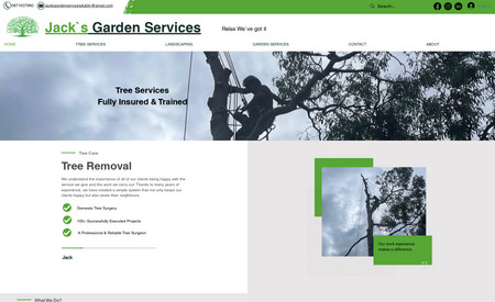 Jack'sGardenServices: This website design project was done for a garden business. The goal was to create a visually appealing and user-friendly website that could showcase the client’s services and products. The website included an attractive homepage with images of the client's services and products, such as gardening and landscaping services, plants, trees, and other related items. Customers could also find links to contact and project information, as well as online forms for ordering products and requesting information. The website also included social media integration to allow customers to easily connect with the business on Facebook, Twitter, Instagram and Google+ 

The website was designed with mobile responsiveness in mind, so it would look great on any device. Additionally, SEO techniques were implemented in order to ensure the site ranks higher in search engine results and gets more visibility. Finally, the site was designed with custom coding to ensure a smooth user experience.