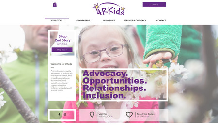 4RKids: On this site, the design, development and copy is all done by Wordy Girl Creative. 4RKids is a non-profit that needed an online shop, a donation button, booking options for events, and ticket sales for fundraisers. We were able to accomplish all of the above in one robust website.