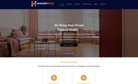 HangerSpace: An interior design agency website where they showcase their work and people can send enquiry them.