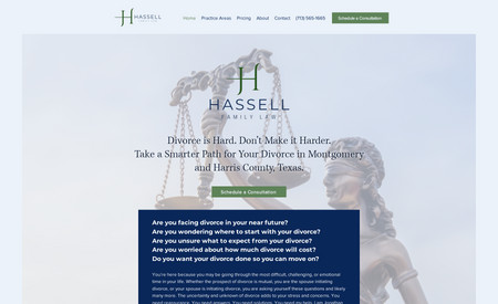 Hassell Family Law: We've successfully executed a holistic marketing and brand development project for Hassell Family Law, focusing on creating a robust digital presence and enhancing client engagement. Key highlights of our services include:

Brand Development: We crafted a distinctive brand identity for Hassell Family Law, anchored by the "Smarter Path For Your Divorce" slogan. This included designing a logo, selecting a color palette, and establishing a brand voice that resonates with the firm's values and target clientele.

Website Development: Our team developed a user-friendly, responsive website that effectively communicates the firm's services and ethos. The site features a clear navigation structure, professional design, and integrated contact forms for enhanced user experience.

SEO Services: We implemented a comprehensive SEO strategy tailored to local and broader markets, focusing on keyword optimization, content creation, and on-page SEO enhancements. This strategy aimed to improve the firm's online visibility and search rankings, particularly in Montgomery and Harris Counties.

Content Strategy: The development of an extensive content plan, including blog posts and resource materials, was pivotal. This strategy emphasized educating and engaging potential clients while reinforcing the firm's expertise in family law.

Digital Marketing Initiatives: We established a consistent social media presence across platforms like Facebook, Instagram, LinkedIn, and Google My Business.

Client Engagement and Automation: Automated marketing systems were implemented for efficient lead management and client follow-ups. Email marketing campaigns, including newsletters and birthday emails, were designed to maintain engagement and build client relationships.

Through these efforts, Hassell Family Law now boasts a strong, cohesive brand and a dynamic online presence, poised to attract and engage clients seeking knowledgeable and compassionate legal services in family law.