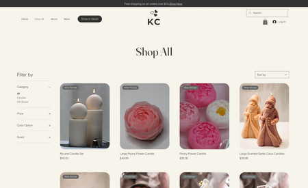 Kellys Candles: This is a brand new business. First website for this client