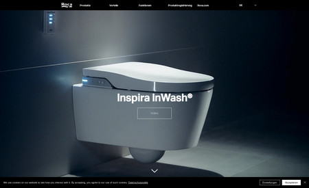 Roca Inspira In-Wash: We created a fully responsive and long-scrolling one-pager website with anchor menu to promote the smart WC Inspira InWash by ROCA. The website was built on Editor X and features a complex, also fully responsive form for product registration that shows or hides certain fields based on information given in specific fields in the form.