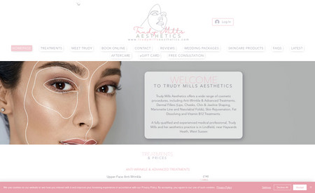 TRUDY MILLS: Redesigned branding and developed and designed a full service website to allow customers to book my client's services - including a client area where she can complete necessary forms and get permissions as part of her offering.

The website is the hub of my client's business where she runs regular newsletters and blogs, shared out to the wider work via social media, and it also looks after the automations of her workflow - reminder emails, aftercare information and client medical questionnaires and consent forms.