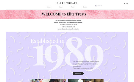 Elite Treats: Simple and modern website for cake and sweet street business. 