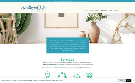 Meaningful Life OT: Megan and Laura came to me wanting their first website for their new Occupational Therapy practice. We worked together to determine a style they liked and the various integrations needed (they have an online referral form for professionals that they were keen to have on their site).