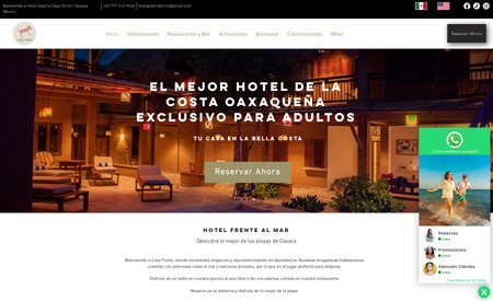 Casa Torito: Desarrollo de Sitio Web con Integración de Booking para reserva de habitaciones, reserva de espacios para eventos e información general del Hotel.