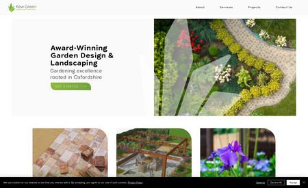 Kew Green Oxford: Kew green needed a fresh & vibrant website that would stand out from their competitors. We made it simple an easy to navigate, promoting their garden design awards and transferring their projects into the blog feature to help with their ongoing SEO.