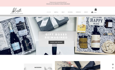 Bliss Box Gifts: Website design