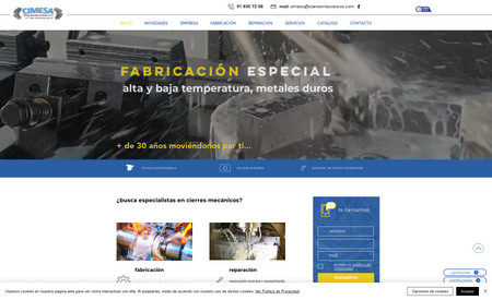 Cimesa: Web para la empresa líder en fabricación de cierres mecánicos a medida en España.
