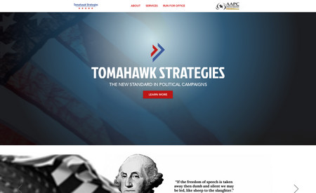 Tomahawk Strategies: Complete website buildout, logo creation, Google SEO, and Google Ad buildout with custom landing pages. A big focus during the creation was on robust client service pages with success stories for core services