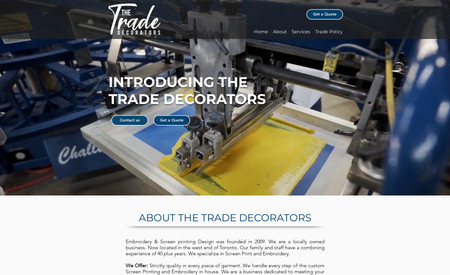 The Trade Decorators: Site redesign and custom form calculator.
