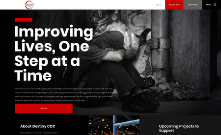 Destiny CDC: We are thrilled to announce the launch of a brand new website for Destiny CDC, a non-profit organization dedicated to making a positive impact in the community. At Kingdom Design, we've poured our creativity and expertise into crafting a comprehensive 7-page website that not only reflects the mission and values of Destiny CDC but also enhances its online presence in a meaningful way.

Our team has meticulously designed each page to ensure a seamless user experience from start to finish. With custom forms strategically placed throughout the site, visitors can easily engage with Destiny CDC, whether it's to volunteer, donate, or inquire about their programs and services. These forms are tailored to gather the necessary information efficiently, allowing Destiny CDC to better serve its community.

But that's not all – we've taken the website to the next level with custom animations that add an extra layer of interactivity and visual appeal. These animations not only grab the attention of visitors but also guide them through the website in a smooth and engaging manner, enhancing their overall browsing experience.

In addition to the aesthetic and functional aspects, we've also prioritized search engine optimization (SEO) to ensure that Destiny CDC's website ranks well on search engine results pages. By incorporating relevant keywords, meta tags, and other SEO best practices, we're helping Destiny CDC reach a wider audience and amplify its impact in the digital space.

Moreover, our team has seamlessly integrated payment options into the website, making it convenient for supporters to contribute financially to Destiny CDC's cause. Whether it's through donations, memberships, or event registrations, visitors can complete transactions securely and efficiently, further empowering the organization to fulfill its mission.

To enhance the visual appeal of the website, we've carefully curated stock images that align with Destiny CDC's brand identity and messaging. These images not only add vibrancy and authenticity to the site but also help tell the organization's story in a compelling way, resonating with visitors on a deeper level.

Overall, the new website for Destiny CDC represents a significant milestone in our partnership with this esteemed non-profit organization. We are honored to have played a role in bringing their vision to life online and look forward to continuing our collaboration in making a positive impact in the community.