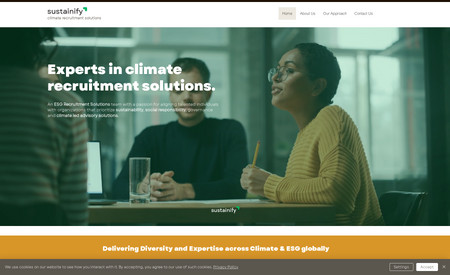 Sustainify: Web design - Portfolio website with animated numerics, text and graphs.