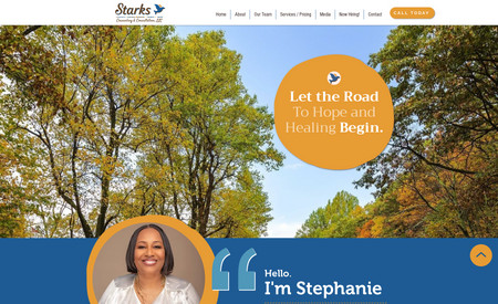 Starksconsulting.com: My client originally had her website set up on VISTA Print. I transferred the website to WIX through the VISTA | WIX integration and added fresh graphics and colors. 

She was fully satisfied not only with the website layout but the refresh logo and social media graphics I created.