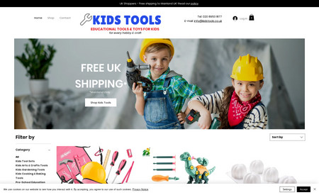 Kids Tools: We created an e-commerce website for www.kidstools.co.uk so that parents can feed their kid’s imagination with tools, playsets, toys, educational games and more to help them learn, grow, build and provide them with a springboard to the confidence and skills they will need to tackle the future. ​

Kids Tool is a UK-based online store that offers free shipping and delivery for mainland UK customers. We make shopping online for kid’s tools easy. With a vast array of quality children’s learning products and educational tools at your fingertips, make www.kidstools.co.uk your number-one choice for kids online toys and educational gift sets.