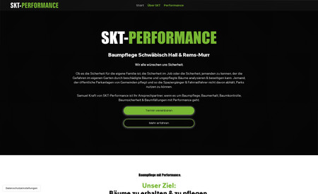 SKT Performance: Erstellung einer modernen Webseite für einen Baumpflege Service, inklusive Design und SEO Dienstleistungen.