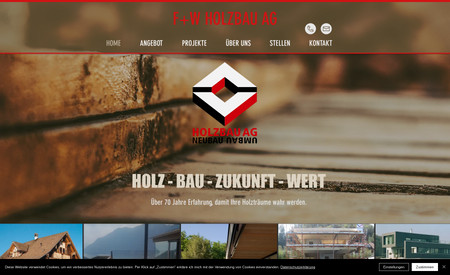 FWHolzbauAG: Neue Geschäftsleitung und neue Inhaberschaft, daraus folgte ein komplett neuer Webauftritt mit neuen Produkten und Angeboten. Titel und Texte wurden durch uns vorgeschlagen, ebenso wie einige Bilder.