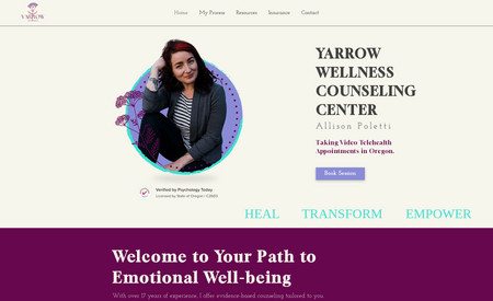 Yarrow Wellness CC: Mental Health Counseling Website Design & Brand Design. Tall Town Design created the color palette, font, and logos to go with the new website. 