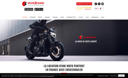 envie2rouler: Création de la marque et de son design, création du site internet, optimisations du SEO (n°1 en France sur la location de moto), création des contenus posts de blog, animation des réseaux sociaux de la marque.