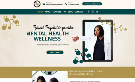 Reliant Psychiatric: Digital Stylz created a logo, social templates , and a 3-6 page website for Reliant Psychiatric Services