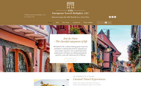 European Travel Delights: Website for a high-end, luxury travel company.