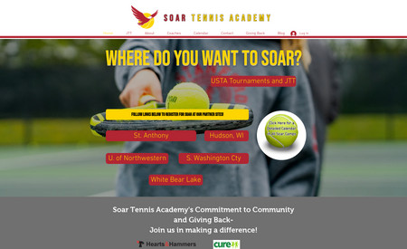 Soar Tennis Academy: Built the website for this new business and integrated a sales and booking platform that created immediate results and led to exponential growth in multiple communities. 