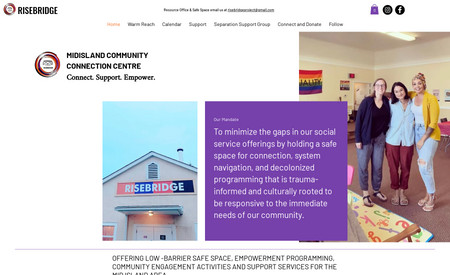 RISEBRIDGE: This community organization has been looking for a while to promote its upcoming events. The website was given a small redesign for accessible and responsiveness and then the homepage was redesigned to include an events calendar and store integration.