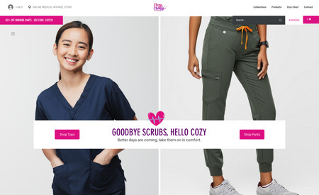 eCommerce: Cozy Comfy Scrubs is one of the largest suppliers of wholesale scrubs, medical scrubs, nursing scrubs, clogs, and more in North America. They loved their site and are selling like crazy! 

Check out their GOOGLE review. 