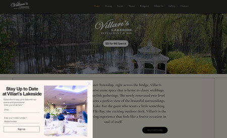 Villari's Lakeside: A website made for a banquet organizer and restaurant