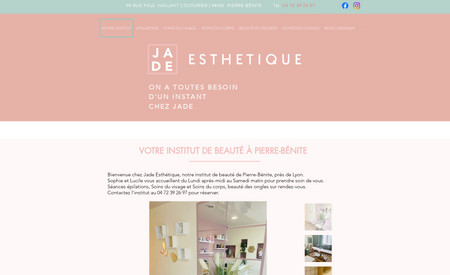 Jade: Salon de beauté à Pierre bénite. 
Site vitrine avec stratégie locale de prise de rdv via campagne Google