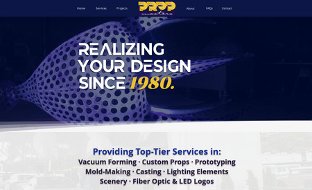 Prop Masters Inc: Prop Masters provides top-tier services in vacuum forming, custom props, prototyping, mold-forming, custom props and more. Their website required a rebrand and redesign of their much older website as well as social media management.