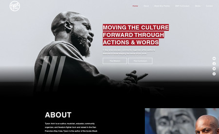 Tyson Amir: Website redesign for Tyson Amir, author, activist and educator based in Oakland, CA. Website design for influencers and authors. Dark and moody website. 