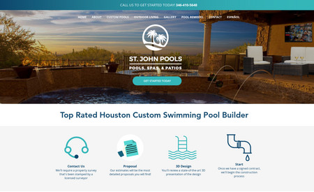 St. John Pools: We just finished the St.John Pools contract this morning &amp; are super excited to announce the go live of: StJohnPools.com! This is one of Houston TX’s Top Pool Suppliers and now with their new 16 page website they can showcase: previous projects, full inclusive services, financing options, 3D pool design videos, &amp; much more. HAVE A BUSINESS? Sign a contract with us today to establish your online presence for growth, exposure, and sales: info@luxuriouswebdesign.com