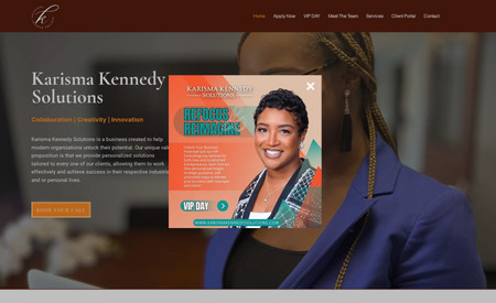 Karism Kennedy Solution - Virtual Assistant : We are thrilled to announce the successful launch of a dynamic 7-page website for Karism Kennedy Solution, meticulously crafted by Kingdom Design. Our partnership with Karism Kennedy Solution has resulted in a comprehensive online platform that seamlessly integrates various features to enhance user experience and drive engagement.

At Kingdom Design, we understand the importance of a website that not only looks stunning but also functions flawlessly. That's why our team has implemented custom forms strategically throughout the site, allowing visitors to easily connect with Karism Kennedy Solution for inquiries, appointments, or consultations. These forms are designed to gather essential information efficiently, ensuring a smooth and hassle-free user experience.

To further elevate the website's appeal, our designers have incorporated custom animations that add an extra layer of interactivity and visual interest. These animations not only captivate visitors' attention but also guide them through the site in an engaging and intuitive manner, enhancing overall user satisfaction.

In addition to providing a captivating user experience, we've prioritized search engine optimization (SEO) to ensure that Karism Kennedy Solution's website ranks well on search engine results pages. By incorporating relevant keywords, meta tags, and other SEO best practices, we're helping the website attract organic traffic and reach a wider audience.

Moreover, we've seamlessly integrated payment options into the website, allowing clients to complete transactions securely and conveniently. Whether it's booking services, purchasing products, or making donations, visitors can navigate the payment process with ease, empowering Karism Kennedy Solution to drive revenue and achieve its goals.

As part of our comprehensive service package, we've also set up Honeybook, a powerful business management platform, to streamline client bookings, contracts, and payments. This integration enhances efficiency and organization, allowing Karism Kennedy Solution to focus on delivering exceptional services to its clients.

Furthermore, Kingdom Design offers social media management services, including custom flyers and website banners, to enhance Karism Kennedy Solution's online presence and engagement. Our team works diligently to create captivating content that resonates with the target audience, driving traffic to the website and fostering brand loyalty.

In summary, the new website for Karism Kennedy Solution represents a significant milestone in our partnership, showcasing our commitment to delivering exceptional results. We are proud to have played a role in bringing their vision to life online and look forward to continuing our collaboration in achieving success and growth.