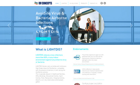 UV Concepts: This website was created for a client who already had 3 websites built by Entrepo ie, Air Concepts, Digiconcepts and SAICAS. This one was for Lightdis and UV Solutionz Germicidal UV-C disinfection products.
